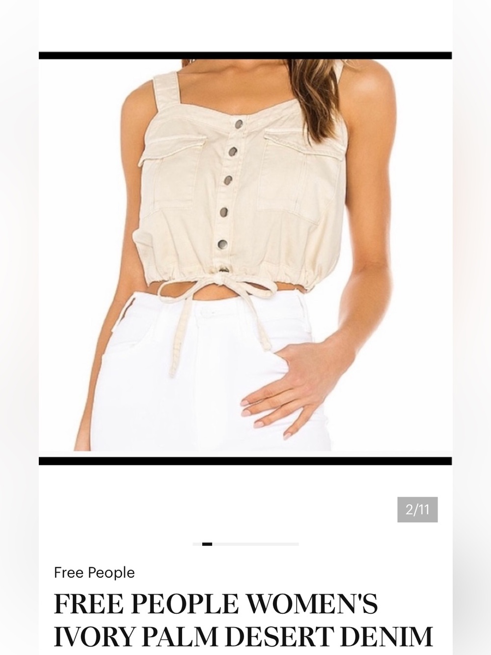 FREE PEOPLE WOMEN'S
IVORY PALM DESERT DENIM
TOP. SIZE M. EUC